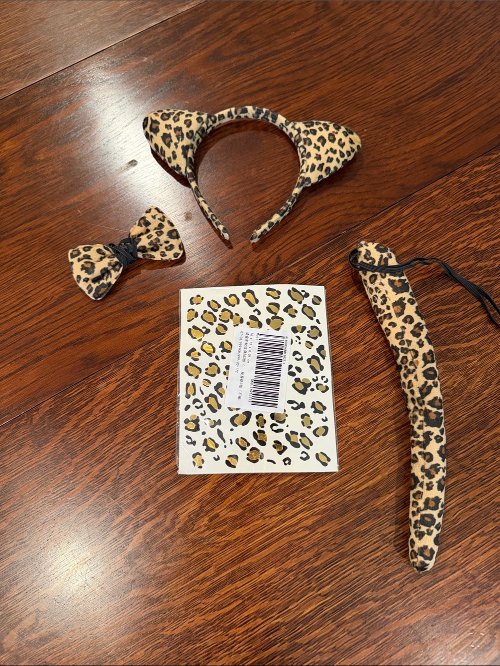 Leopard Costume Set Cheetah Cat Ears Headband Bow Tie Tail Tattoos new